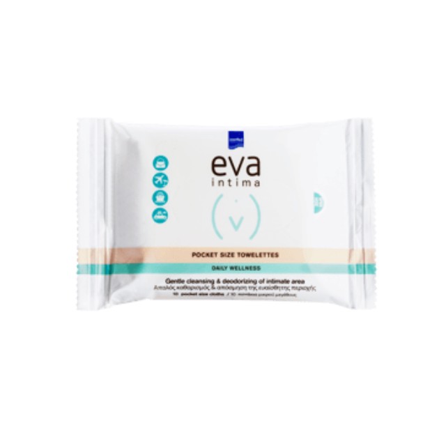 Intermed Eva Intima Fresh & Pocket Size Towelettes Πανάκια Καθαρισμού της Ευαίσθητης Περιοχής 10τμχ