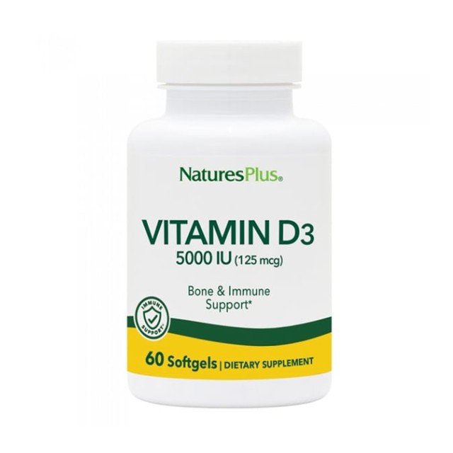 Natures Plus Vitamin D3 5000 IU 60 Μαλακές Κάψουλες