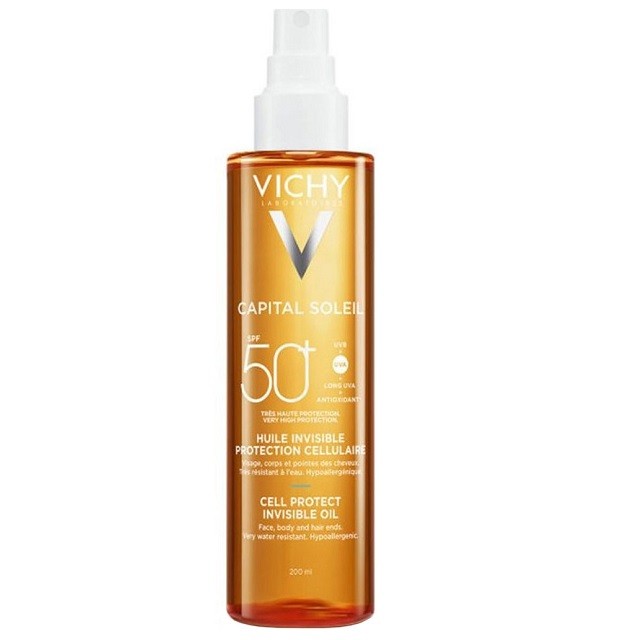 Vichy Capital Soleil Cell Protect Invisible Oil SPF50+ Αόρατο Αντηλιακό Λάδι Πολύ Υψηλής Προστασίας, 200ml