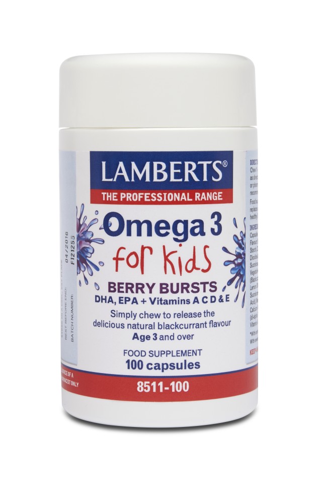 Lamberts Omega 3 for Kids, με Γεύση Βατόμουρο 100 Μασώμενες Κάψουλες  8511-100