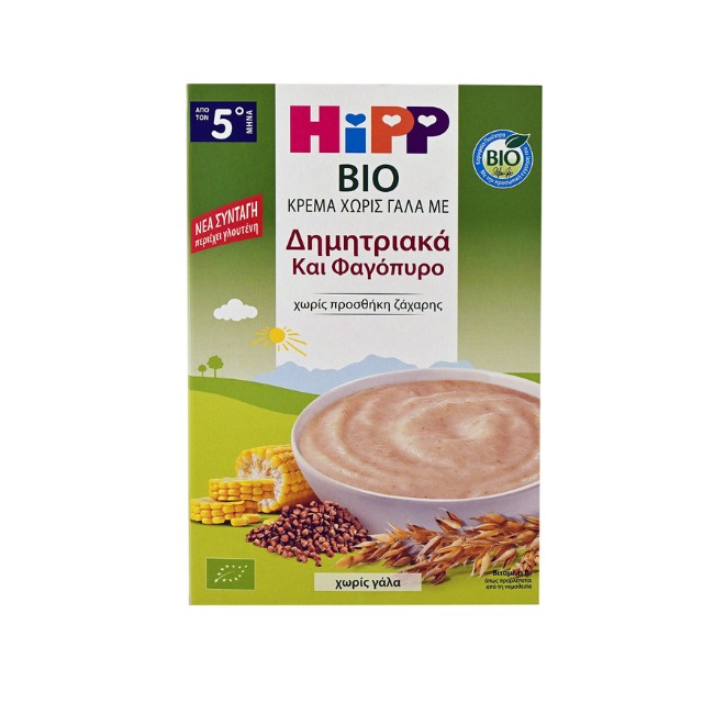 Hipp Κρέμα με Δημητριακά και Φαγόπυρο με Γλουτένη & Χωρίς Ζάχαρη Από τον 5ο Μήνα 200gr
