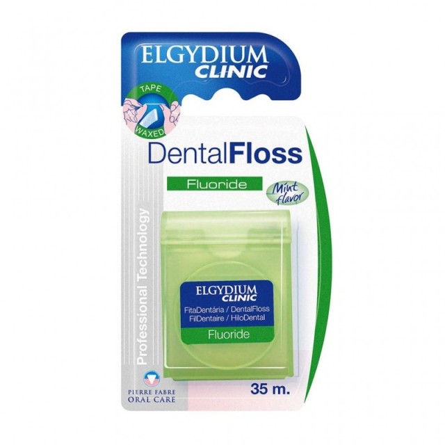 Elgydium Dental Floss Fluoride, Οδοντικό Νήμα Με Φθόριο Ελαφρώς Κηρωμένο & Γεύση Μέντα, 35m