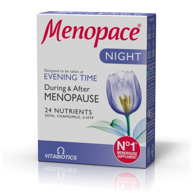 VITABIOTICS Menopace Night, Συμπλήρωμα για τα Συμπτώματα της Εμμηνόπαυσης την Νύχτα, 30 Ταμπλέτες