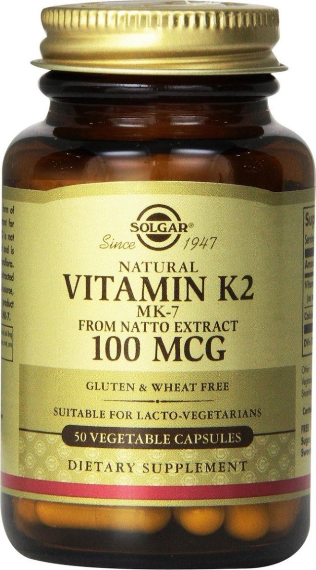 Solgar Vitamin K2 100mcg, Συμπλήρωμα για τη Φυσιολογική Πήξη του Αίματος, Οστά, 50 φυτικές κάψουλες