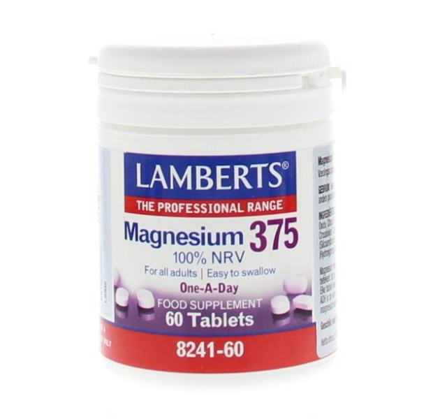 Lamberts Magnesium 375 Συμπλήρωμα Διατροφής Με τις 4 Σημαντικότερες Μορφές Αλάτων Μαγνησίου, 60 tabs 8241-60