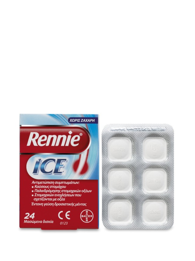 BAYER Rennie Ice Συμπλήρωμα Διατροφής για τη Δυσπεψία με Γεύση Μέντας, 24tabs