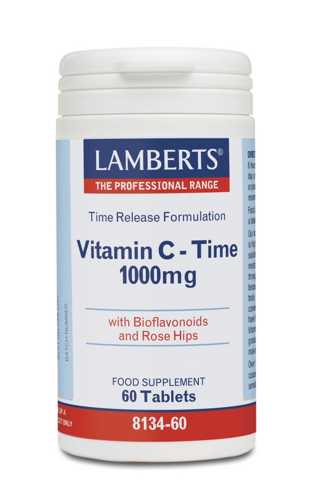 LAMBERTS Vitamin C Time Release 1000mg Συμπλήρωμα Διατροφής Βιταμίνη C για Τόνωση του Οργανισμού & Ενίσχυση του Ανοσοποιητικού Συστήματος, 60tabs 8134-60