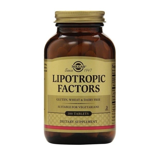 Solgar Lipotropic Factors Συμπλήρωμα Για Την Αντιμετώπιση Του Αυξημένου Σωματικoύ Βάρους & Τη Διάσπαση Λίπους, 100 Ταμπλέτες