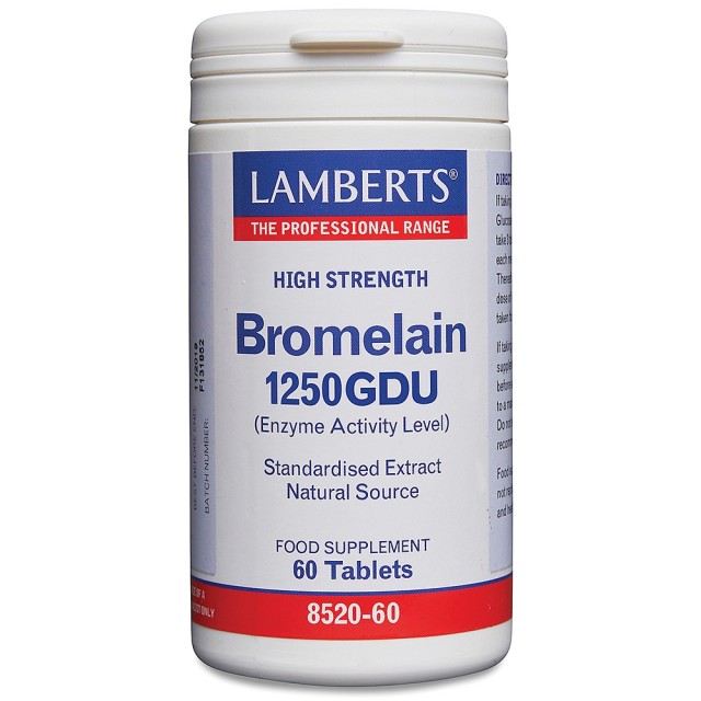 Lamberts Bromelain 1250GDU 500mg Μπρομελαΐνη για την Υγεία των Αρθρώσεων & την Υποβοήθηση της Πέψης, 60tabs 8520-60