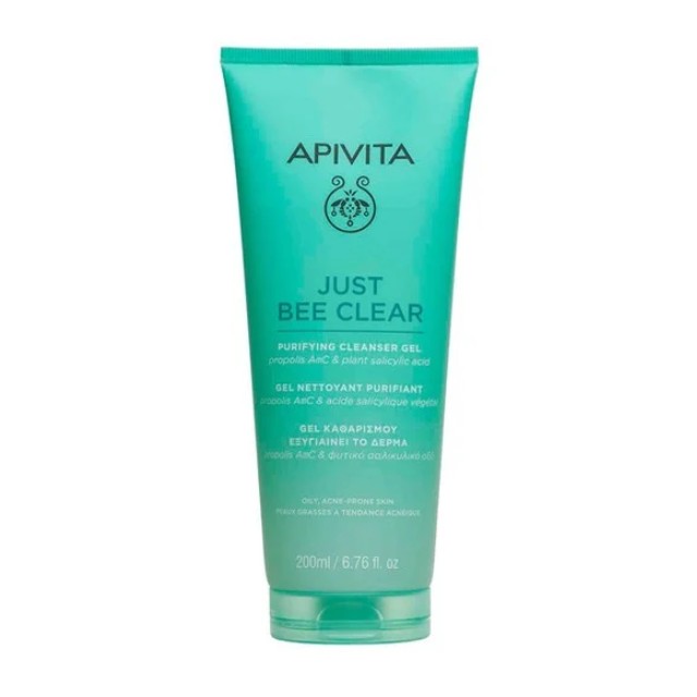 Apivita Just Bee Clear Gel Καθαρισμού για Λιπαρή Ακνεϊκή Επιδερμίδα 200ml