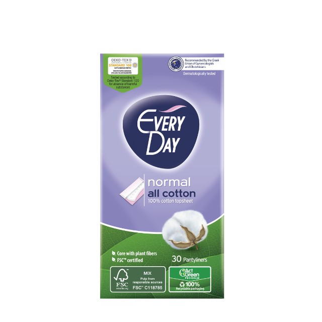 Every Day All Cotton Normal Ανατομικά Σερβιετάκια με Βαμβακερό Κάλυμμα 30τμχ