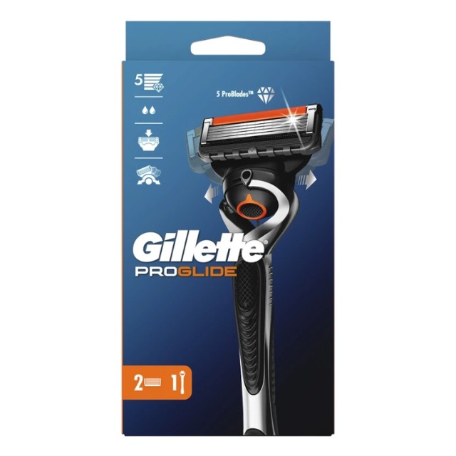 Gillette Proglide Ξυριστική Μηχανή, 1τμχ & Ανταλλακτικές Κεφαλές, 2τμχ