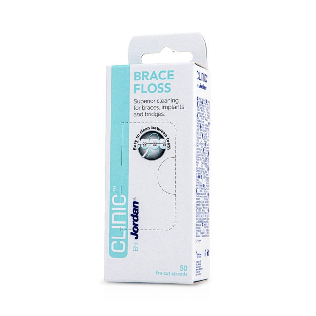 Jordan Clinic Brace Floss Οδοντικό Νήμα Ιδανικό για Σιδεράκια, Γέφυρες & Εμφυτεύματα, 50τεμ.