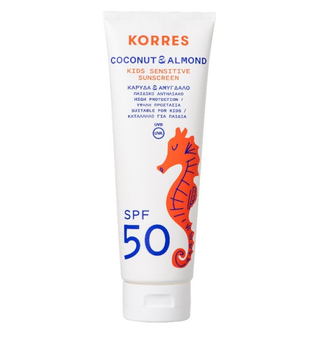 KORRES Sunscreen Coconut & Almond Kids Sensitive SPF50 Παιδικό Αντηλιακό Καρύδα & Αμύγδαλο με Υψηλή Προστασία 250ml