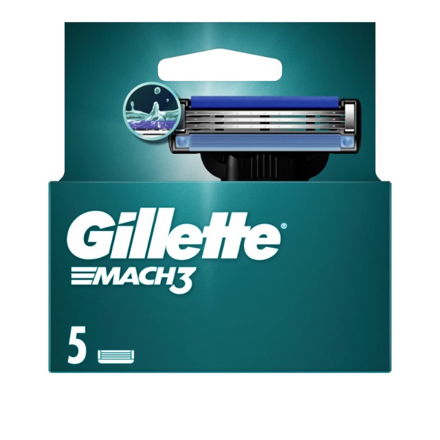 Gillette Mach3 Ανταλλακτικές Κεφαλές Ξυριστικής Μηχανής, 5τμχ