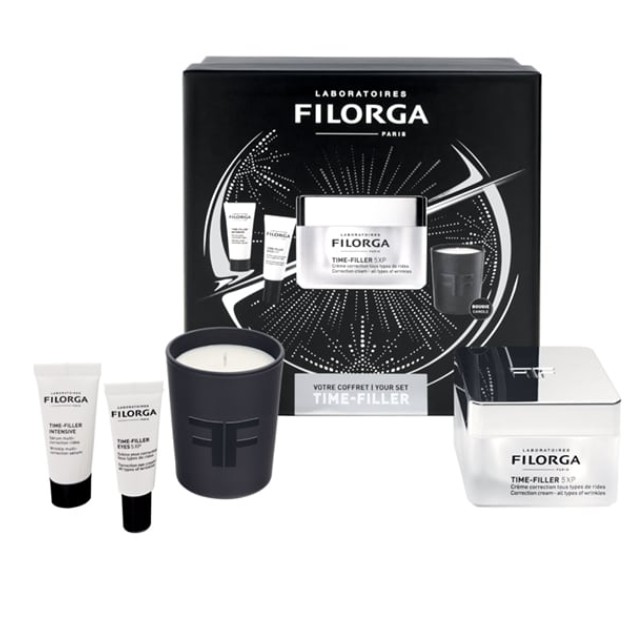 Innovis Filorga Time-Filler Πακέτο 5XP Face Cream 50ml, Serum 7ml, Eye Cream 4ml & Αρωματικό Κερί