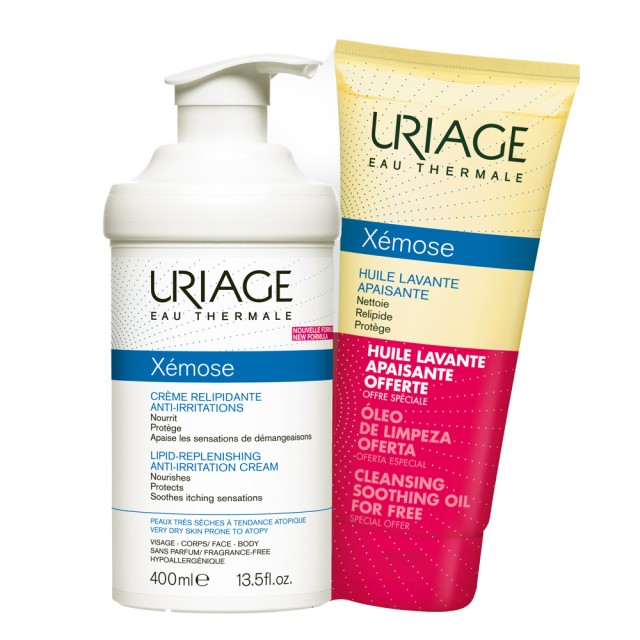 URIAGE Promo Xemose Creme Relipidante Anti-Irritations 400ml + ΔΩΡΟ Huile Lavante Apaisante 200ml