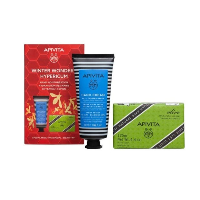 Apivita Winter Wonders Hypericum Πακέτο Hand Cream 50ml & Natural Soap Olive 125gr