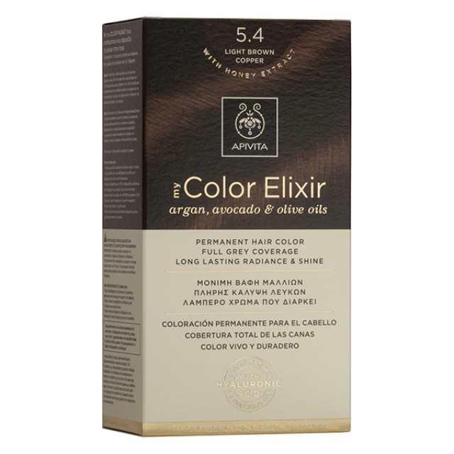 Apivita My Color Elixir Νο 5.4 Βαφή Μαλλιών Μόνιμη Καστανό Ανοιχτό Χάλκινο